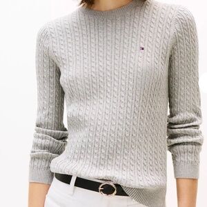 NWT Tommy Hilfiger Cable knit light grey light weight sweater womens medium(033)